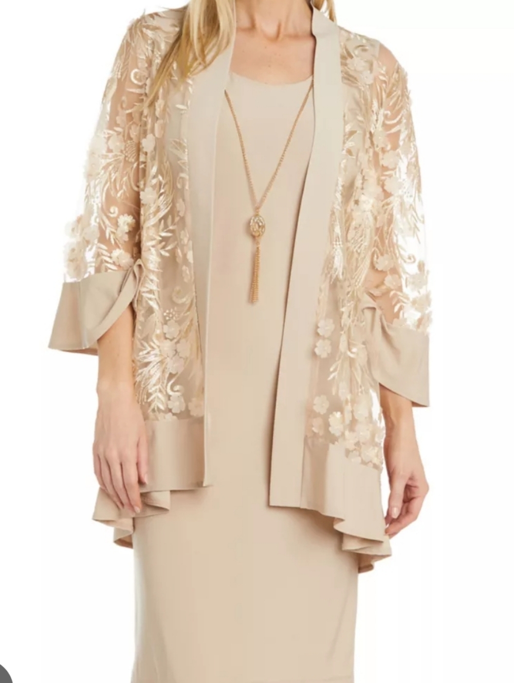 Beige And Gold Two Piece Set